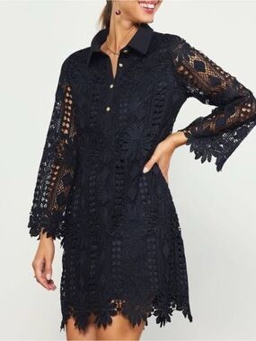 Emprada Crochet Black Mini Dress